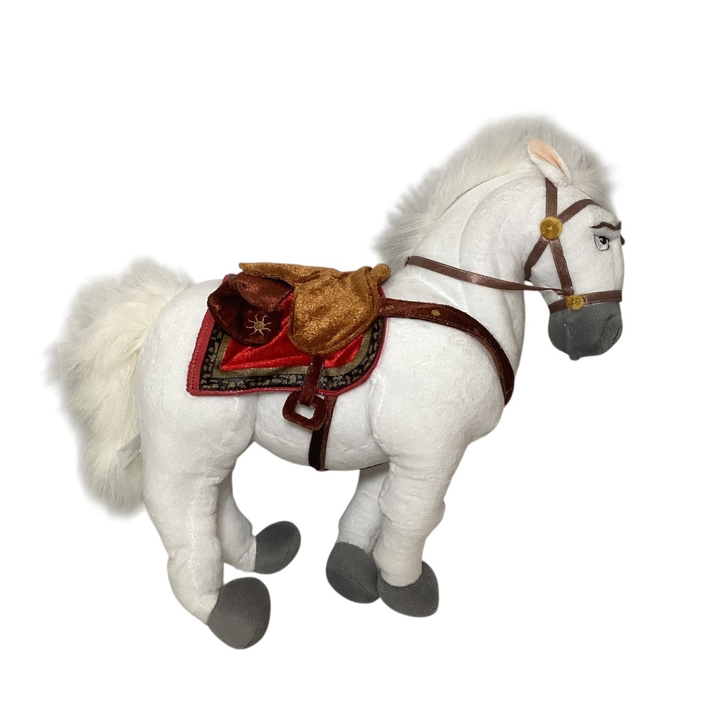 Disney Store Tangled Maximus Plush White Horse Medium 14 inch Stuffed Animal